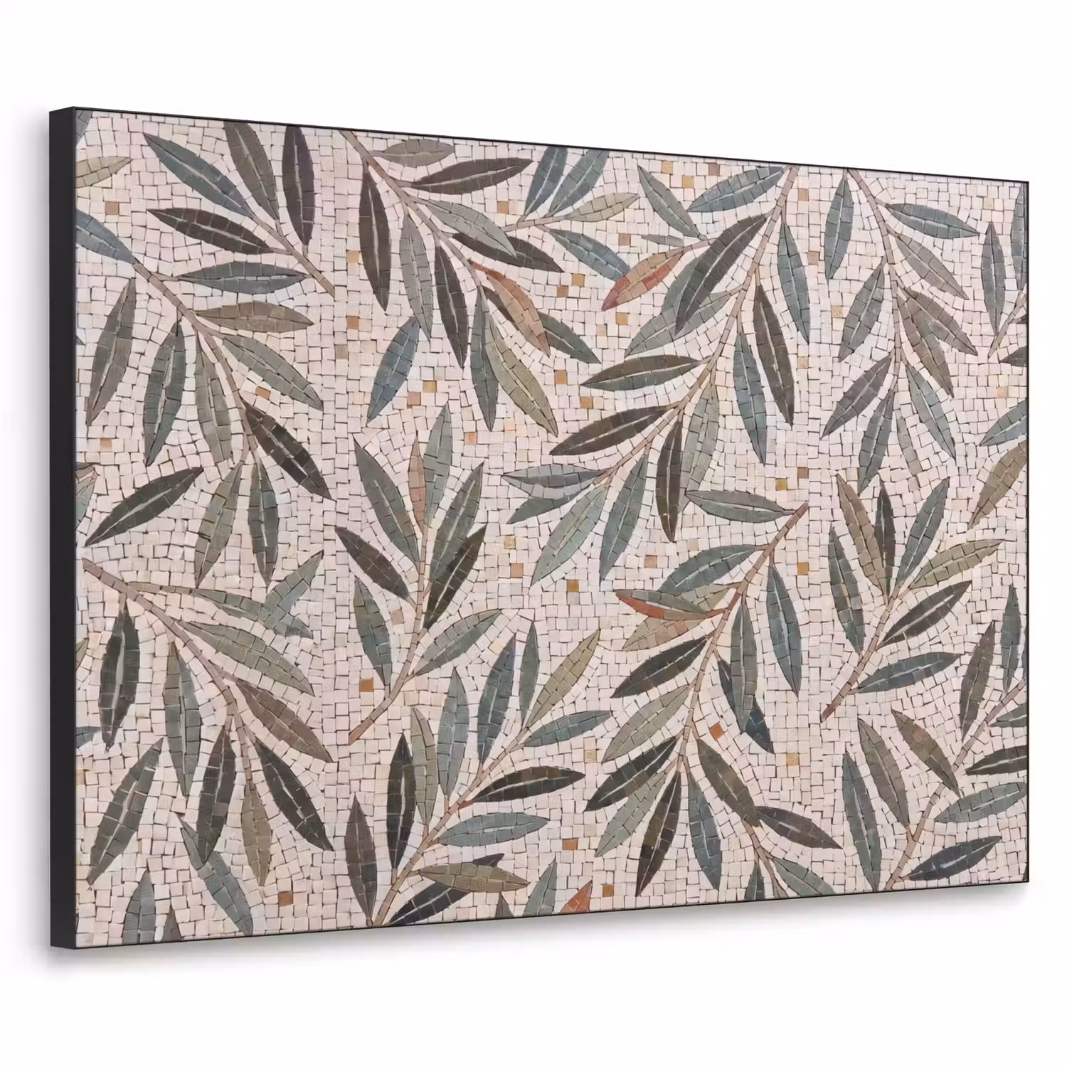 Plant - Blad - Mozaïek - Groen Textielframe zwart klein -3d