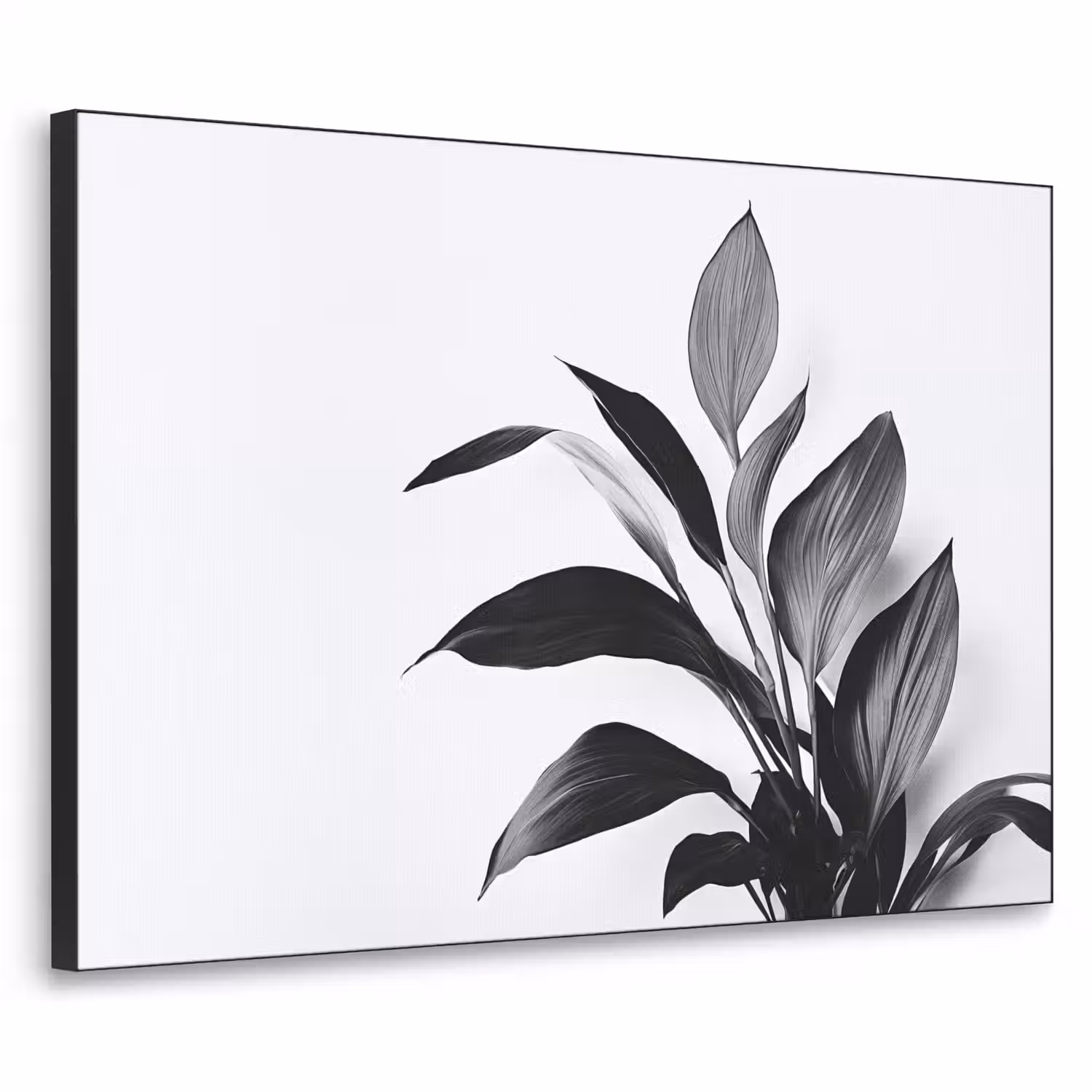 Plant - Bladeren - Minimalistisch - Zwart Textielframe - compleet frame klein -3d