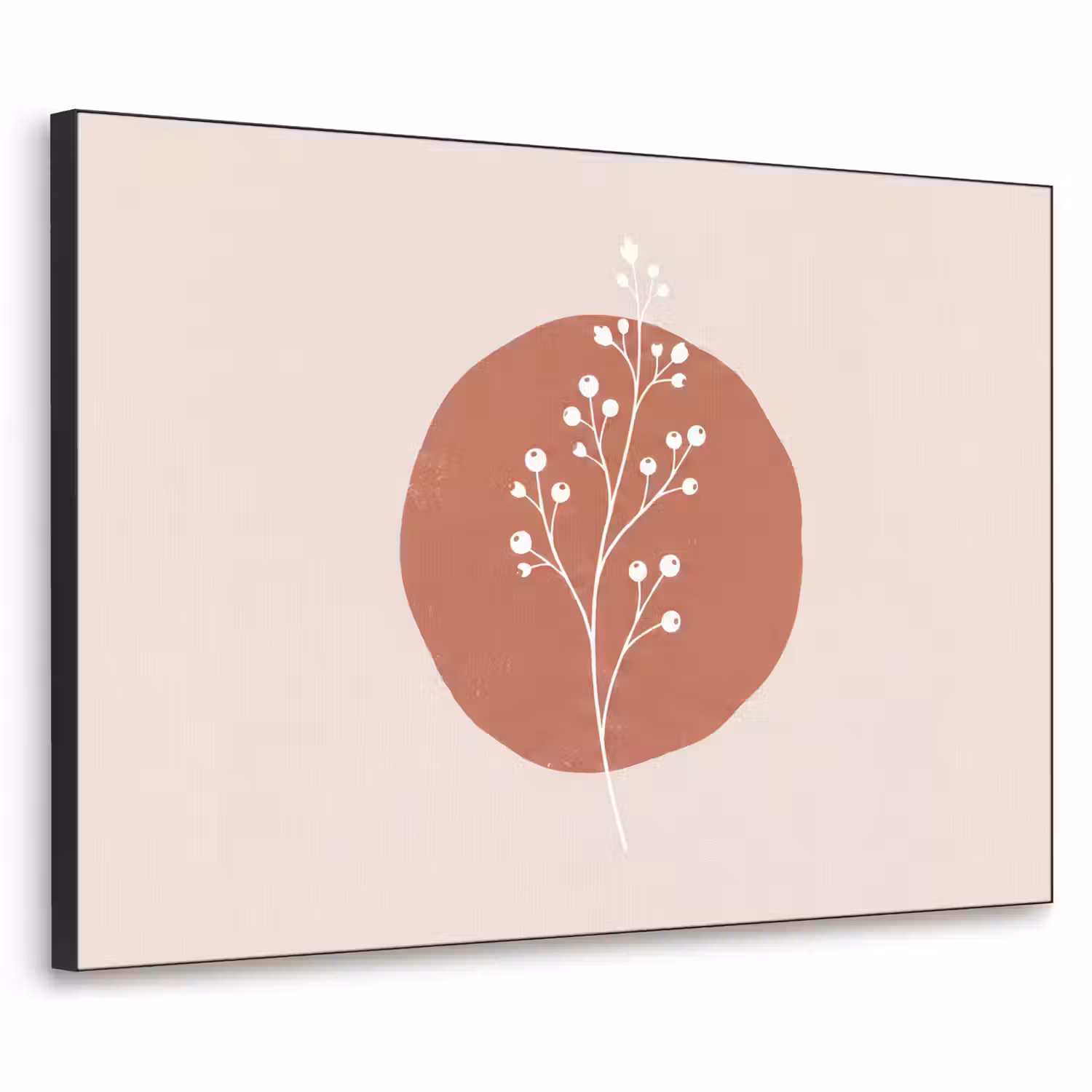 Plant - Tak - Abstract - Modern - Wit Textielframe zwart klein -3d