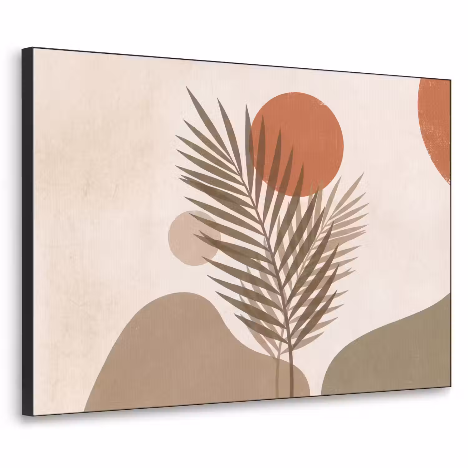 Planten - Bladeren - Abstract - Modern - Beige Textielframe zwart klein -3d