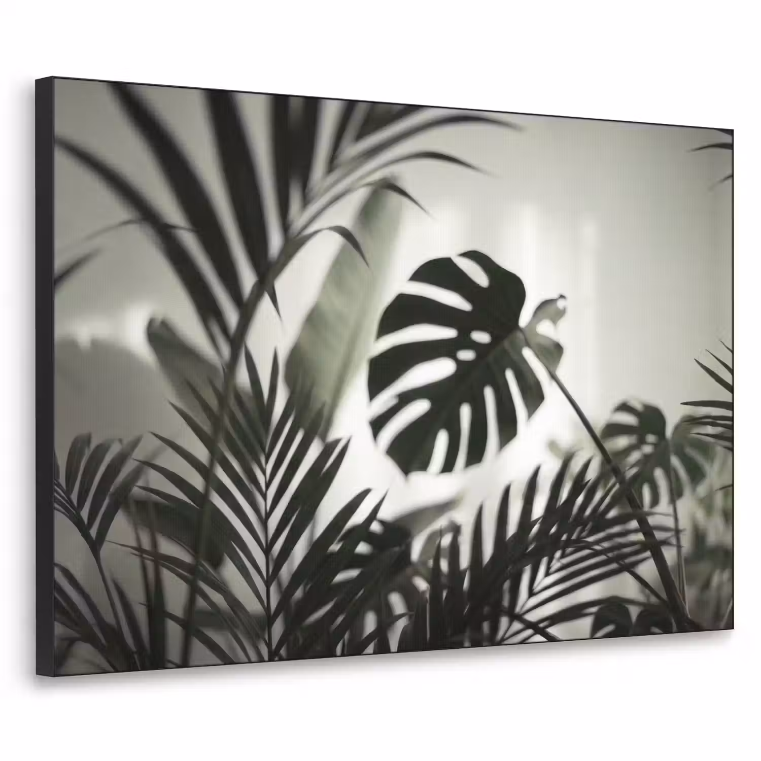 Planten - Bladeren - Natuur - Minimalistisch - Groen Textielframe zwart klein -3d