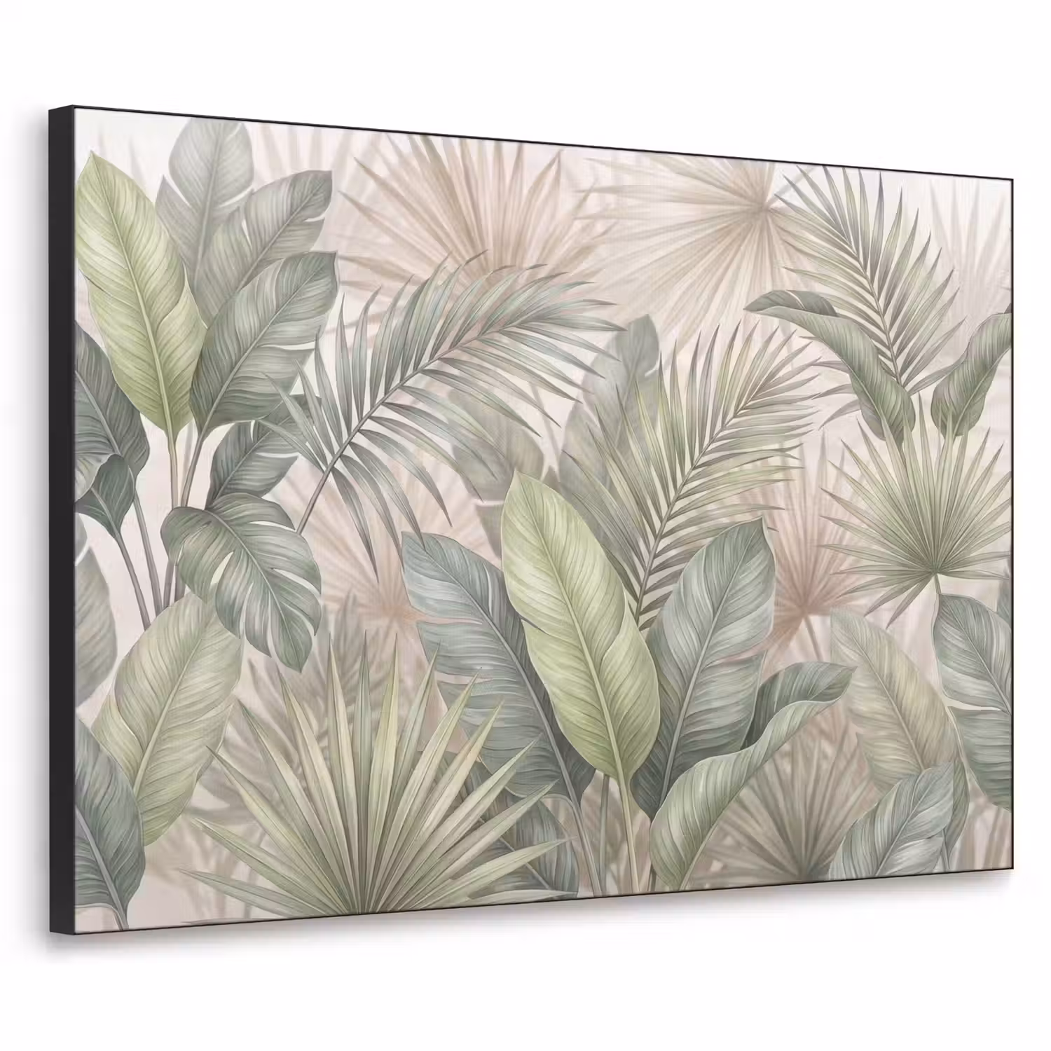 Planten - Tropisch - Bladeren - Groen - Natuur Textielframe zwart klein -3d