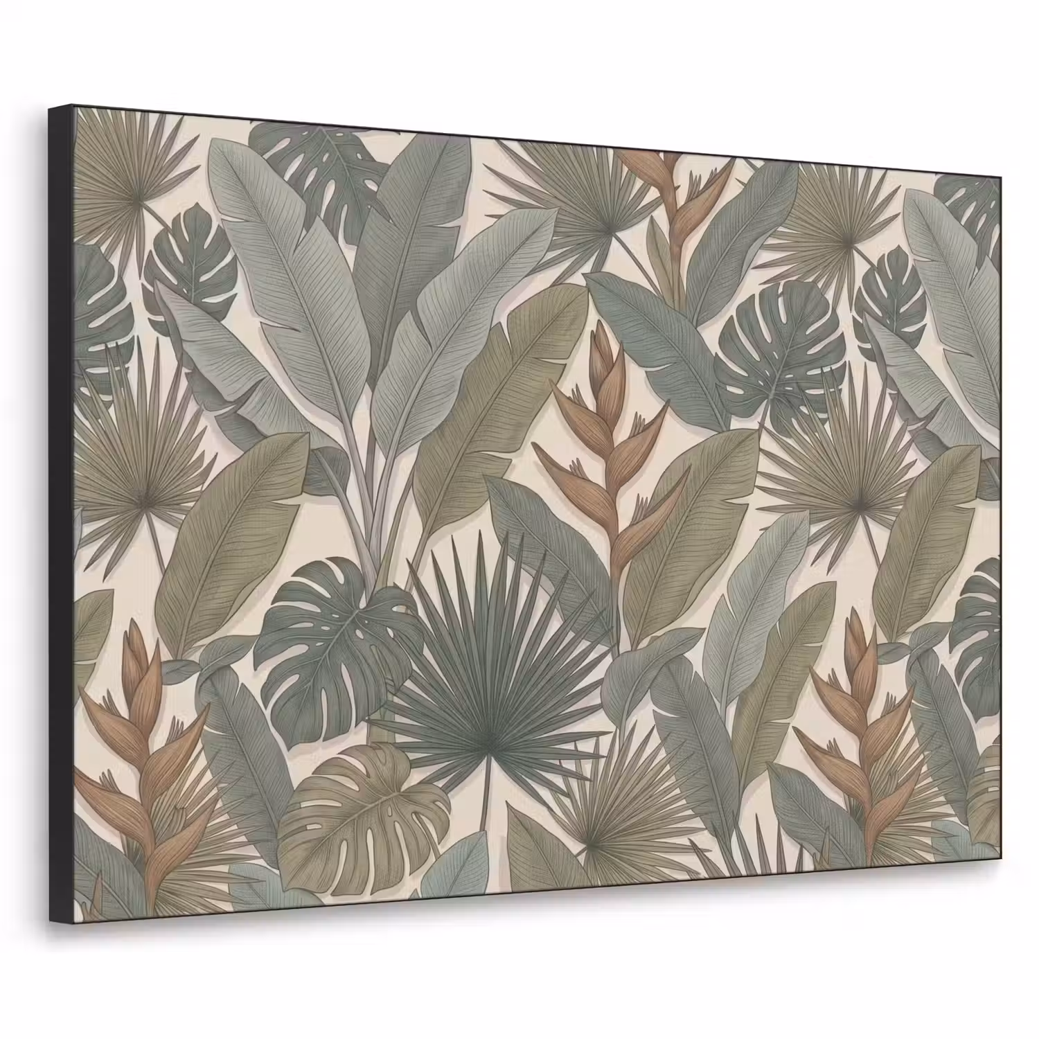 Planten - Tropisch - Natuur - Illustratie - Groen Textielframe zwart klein -3d