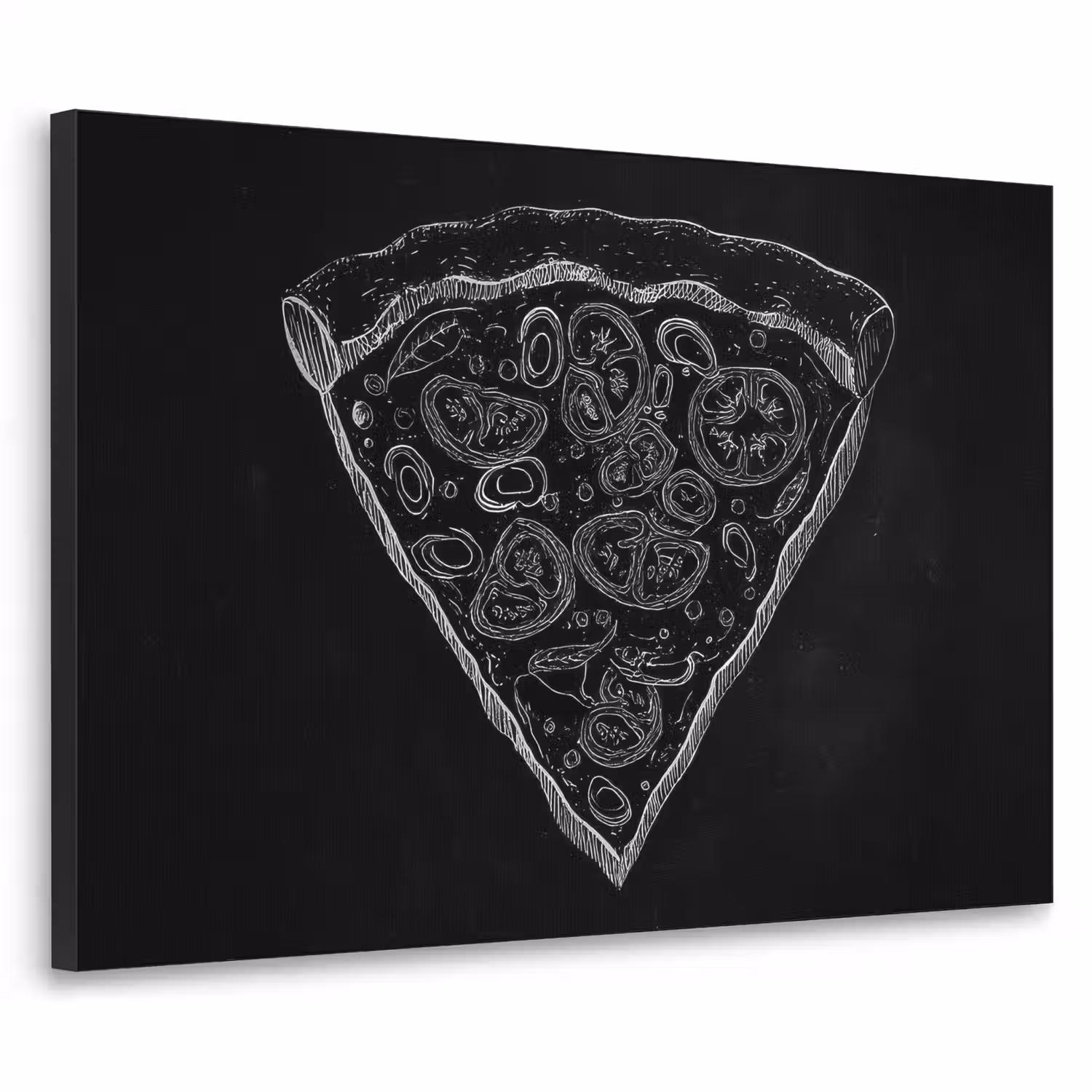 Pizzapunt - Toppings - Krijttekening Textielframe - compleet frame klein -3d