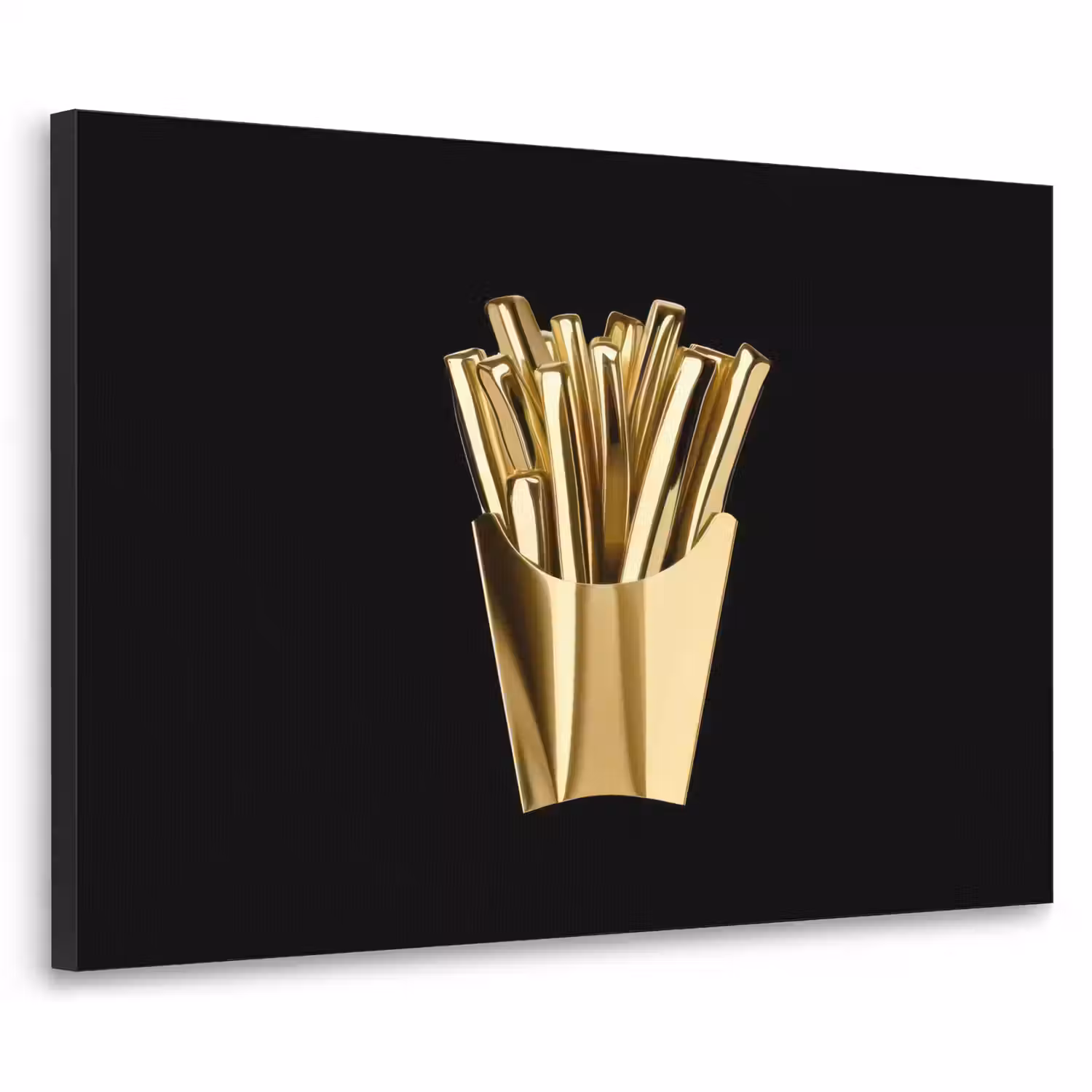 Friet - Goud - Chrome - Eten Textielframe - compleet frame klein -3d