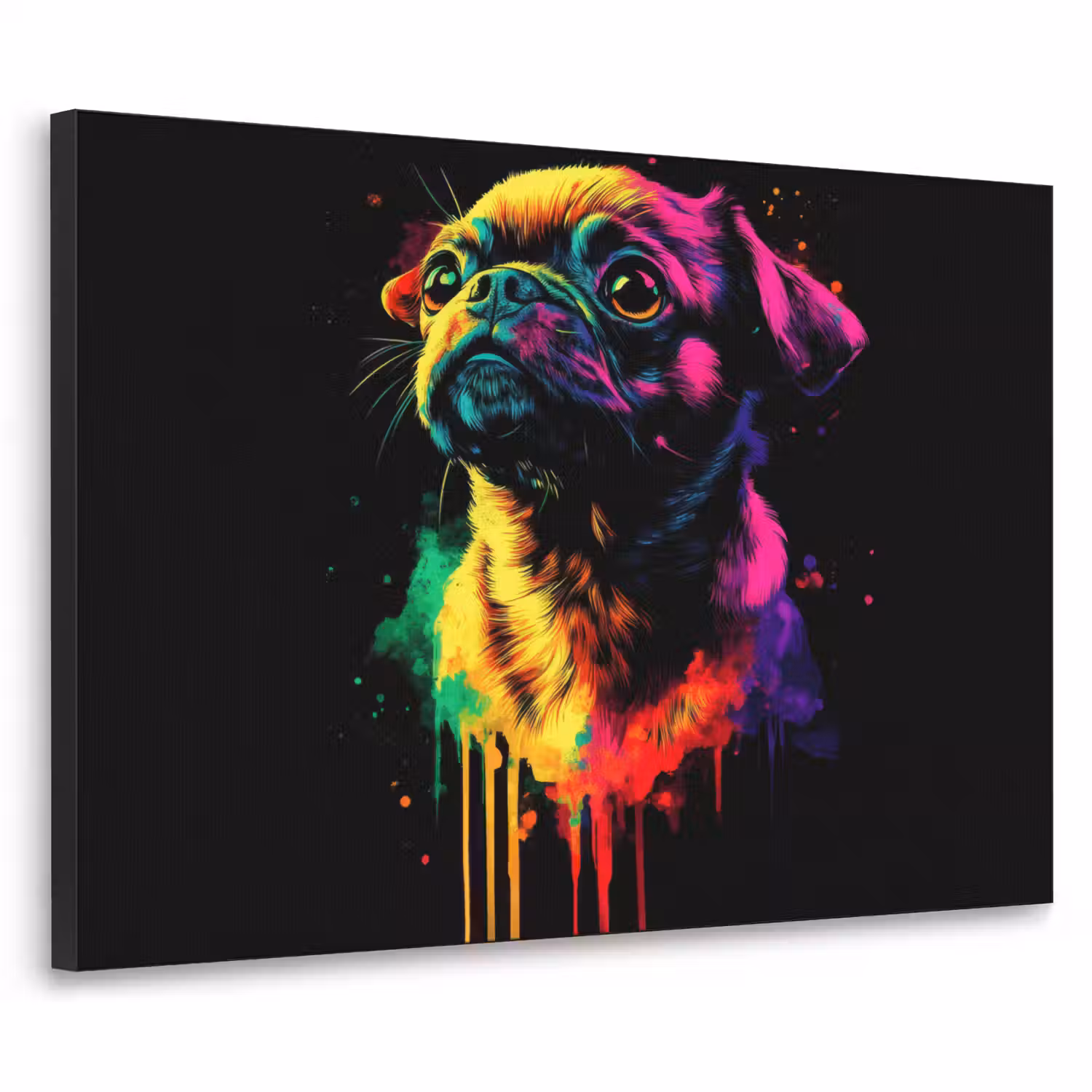 Puck - Hond - Verf - Kleuren Textielframe - compleet frame klein -3d