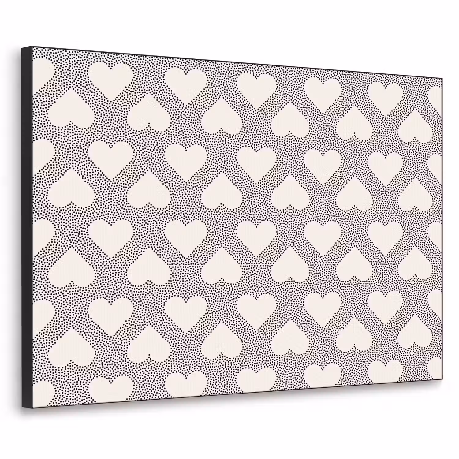 Stippen - Hart - Zwart - Wit Textielframe - compleet frame klein 947 -3d