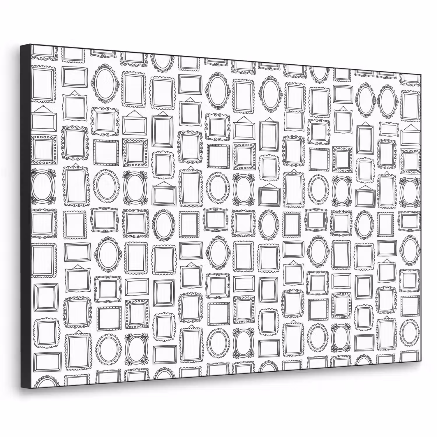 Lijsten - Patroon - Decoratie - Schets - Zwart-wit Textielframe zwart klein -3d