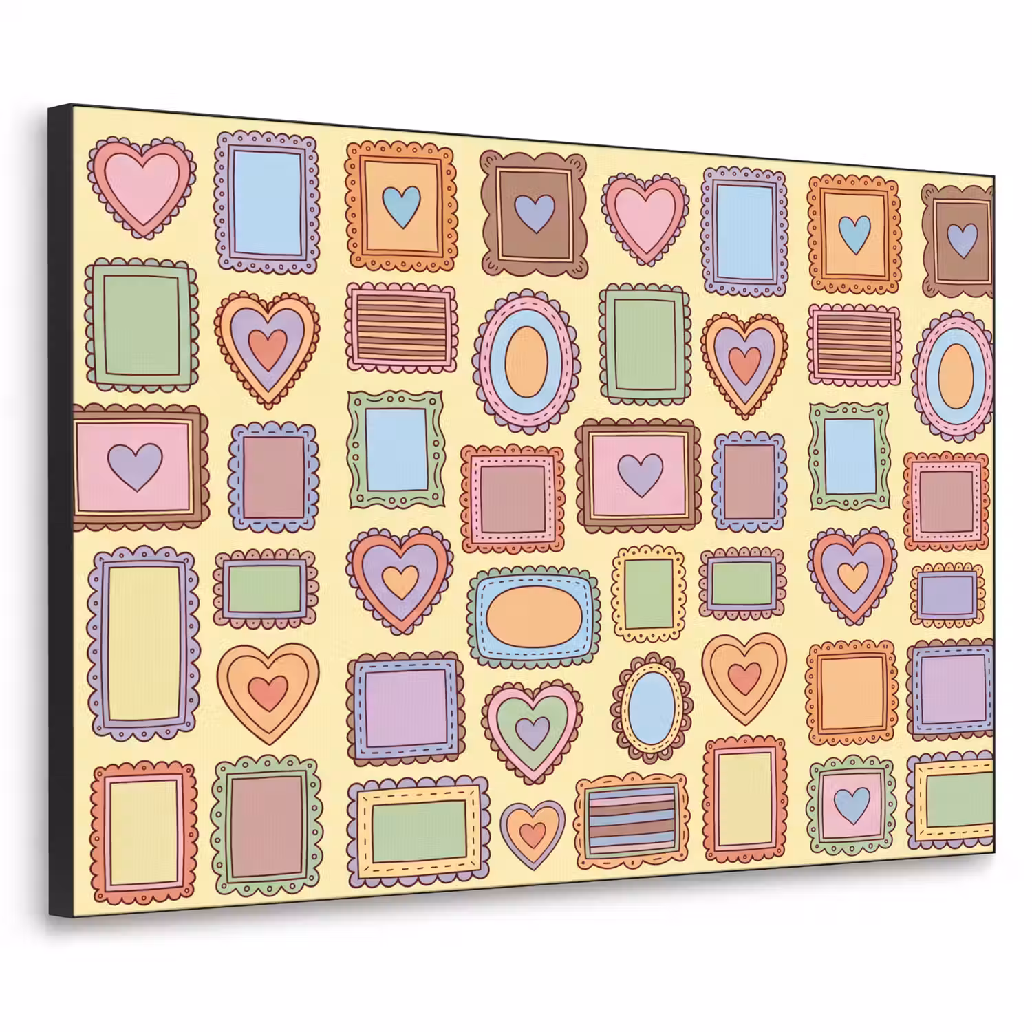 Lijst - Patroon - Hart - Speels - Kleurrijk Textielframe zwart klein -3d