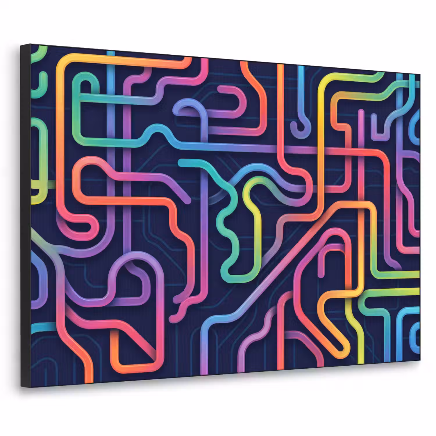 Retro - Abstract - Neon Textielframe zwart klein -3d