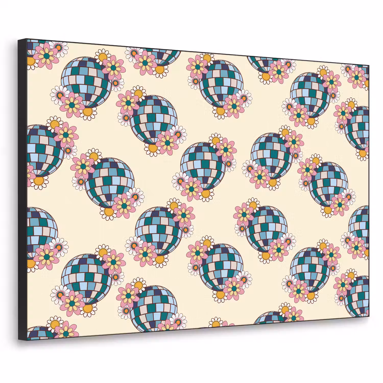 Retro - Disco - Bloemen - Discobal Textielframe - compleet frame klein 947 -3d