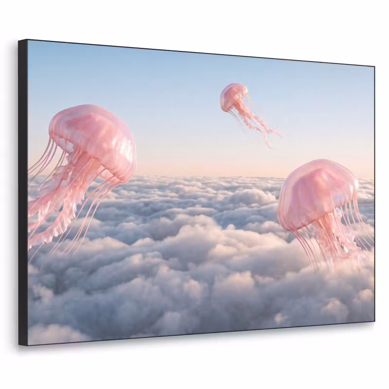 Art Frame - Rosa Tier – Wolken - Roze dier - Wolken Textielframe zwart klein