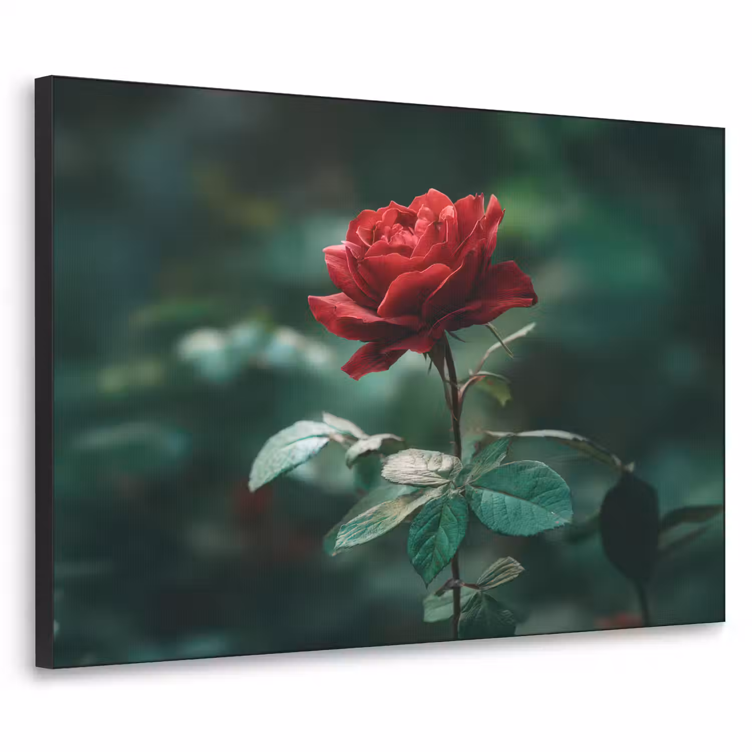 Roos - Bladeren - Dieprood Textielframe - compleet frame klein -3d