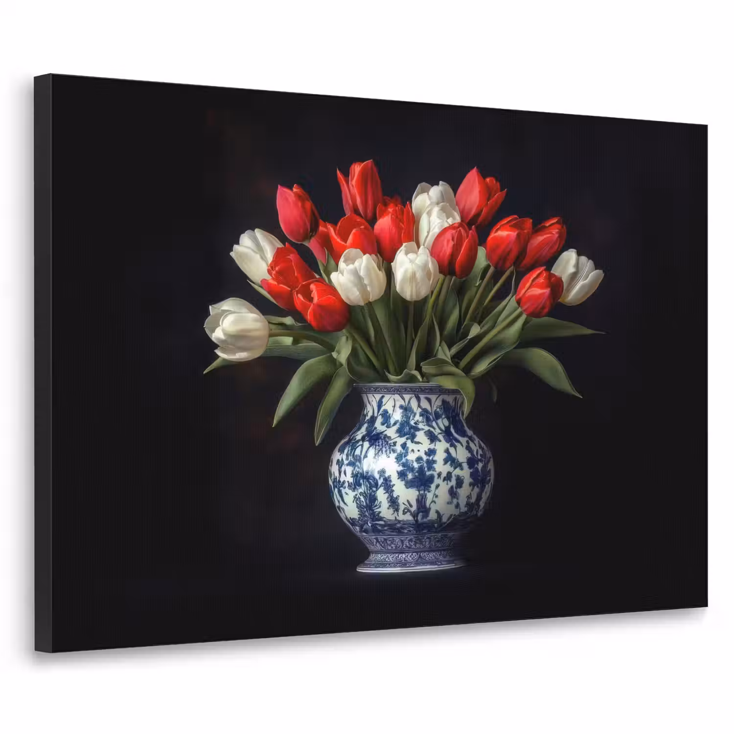 Rode - Bloemen - Tulpen - Vaas Textielframe - compleet frame klein -3d