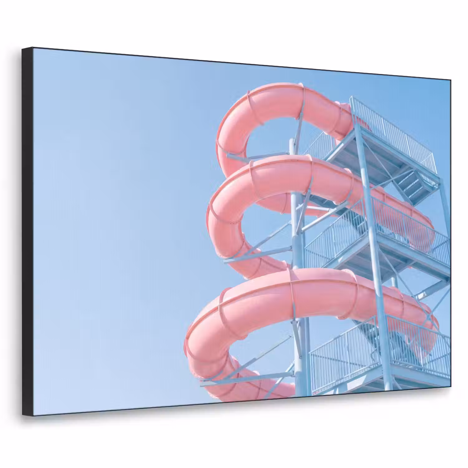 Glijbaan - Waterpark - Spiraal - Modern - Roze Textielframe zwart klein -3d