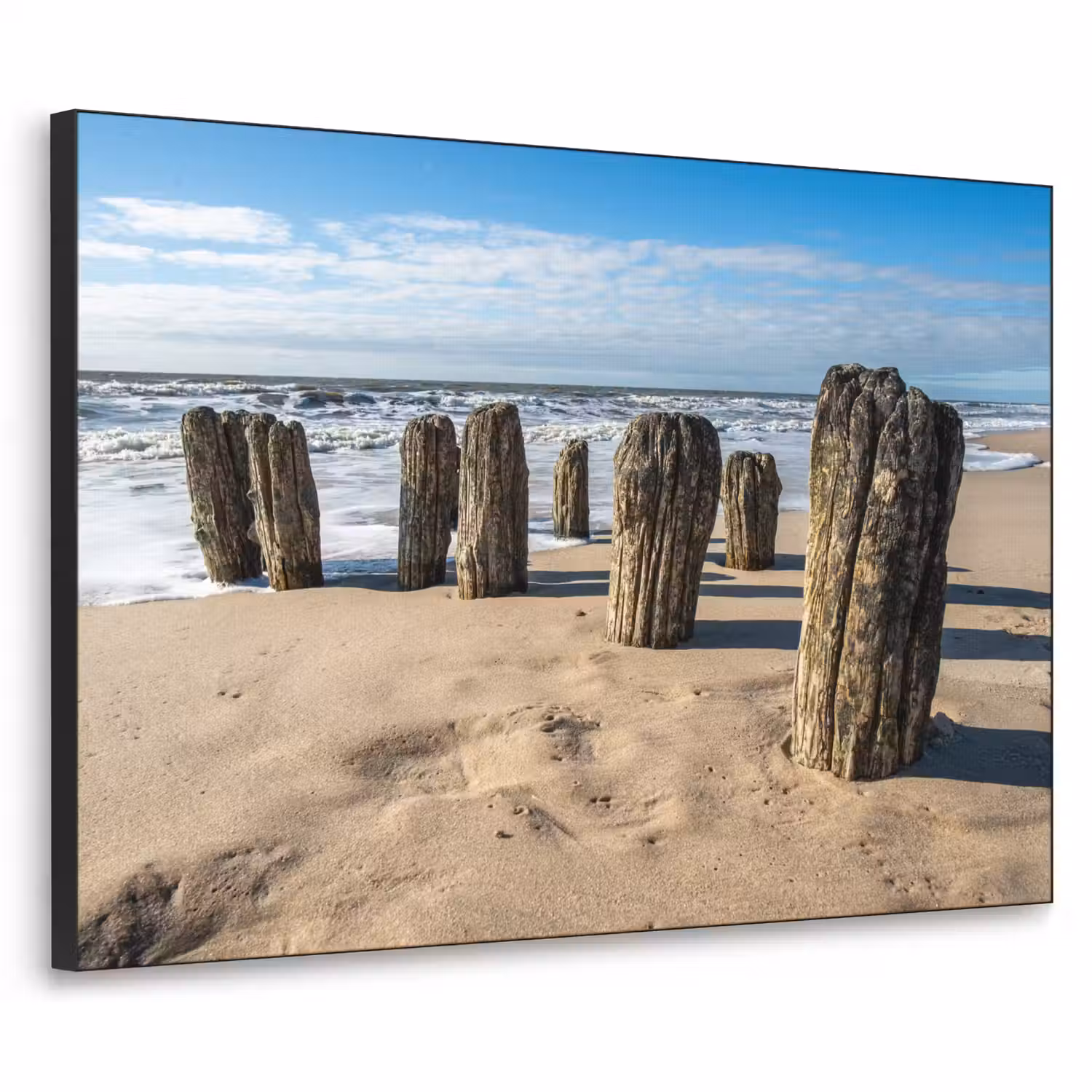 Zand - Strand - Paal - Water - Zomer Textielframe zwart klein -3d