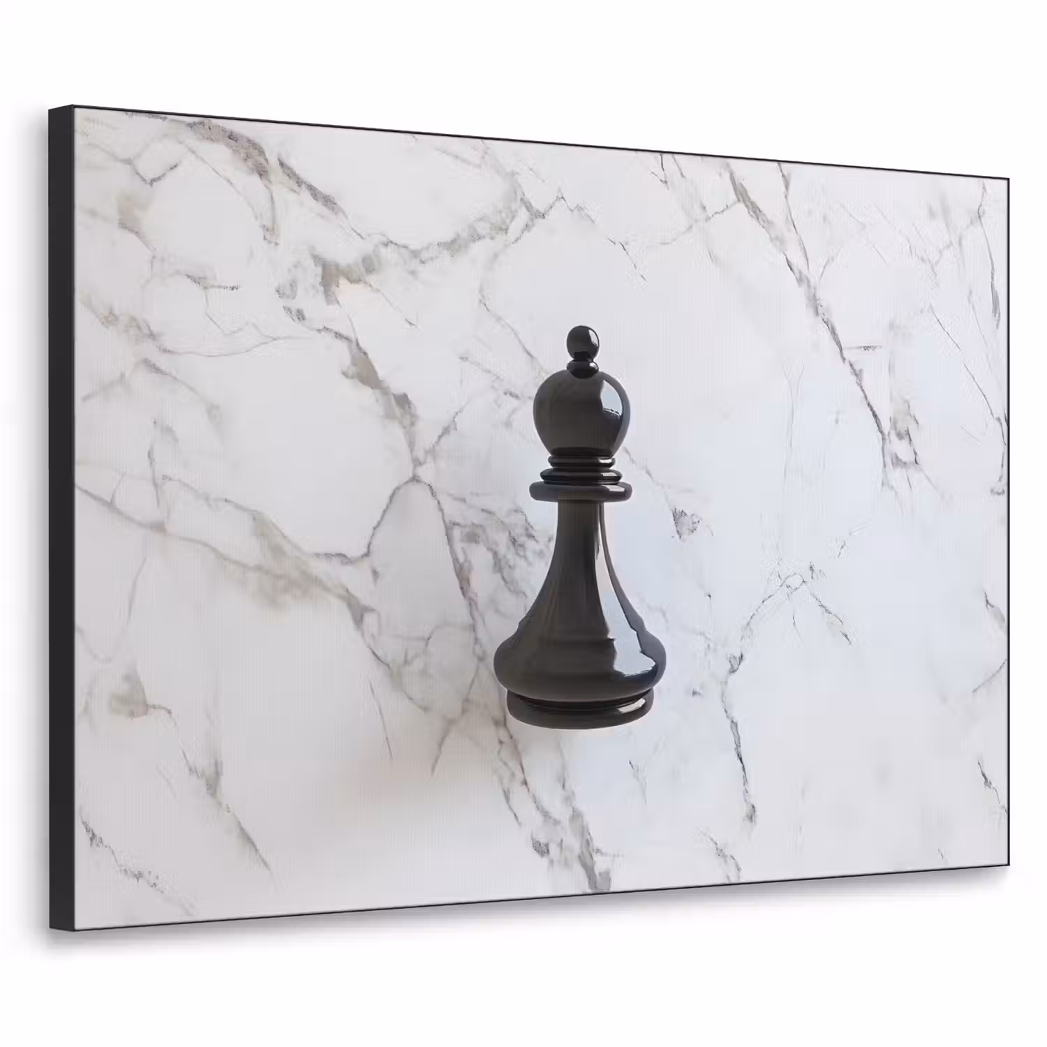 Schaakstuk - Loper - Zwart - Marmer Textielframe - compleet frame klein -3d