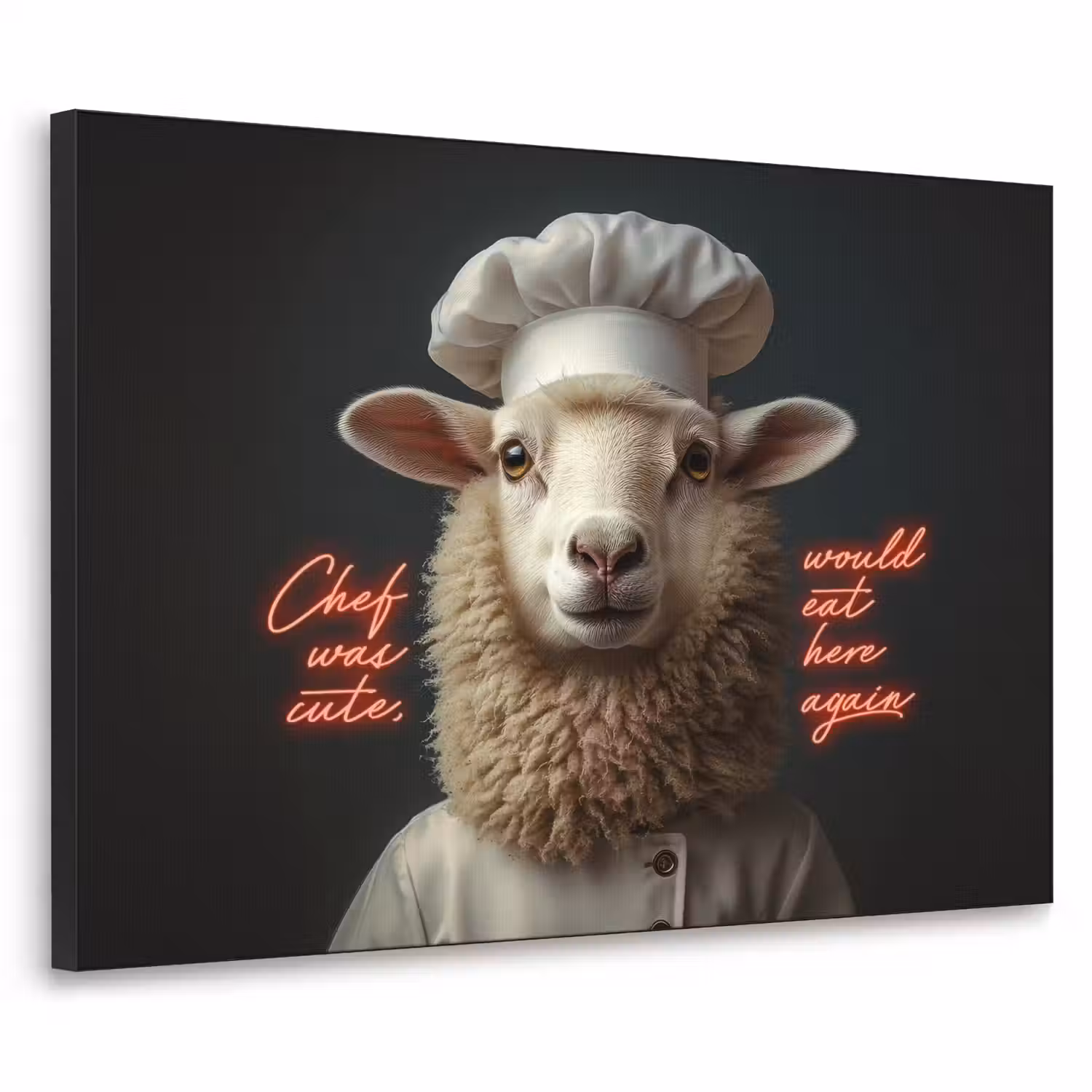 Schaap - Kokskleding - Neon - Quote Textielframe - compleet frame klein -3d