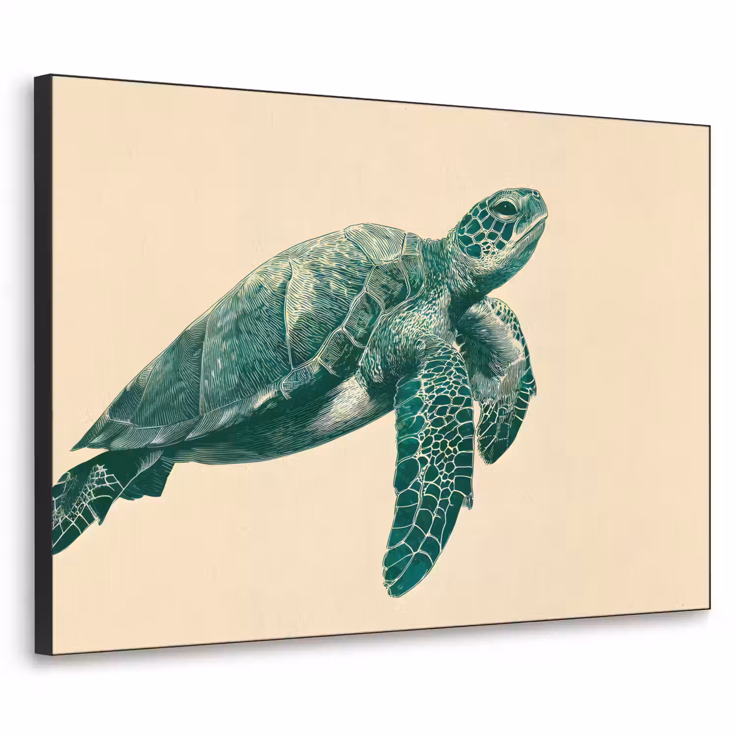 Schildpad - Sierlijk - Groen - Schild Textielframe - compleet frame klein -3d