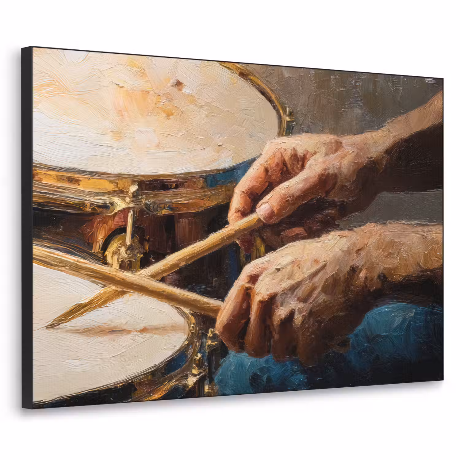 Drumstokken - Olieverf - Man Textielframe - compleet frame klein -3d