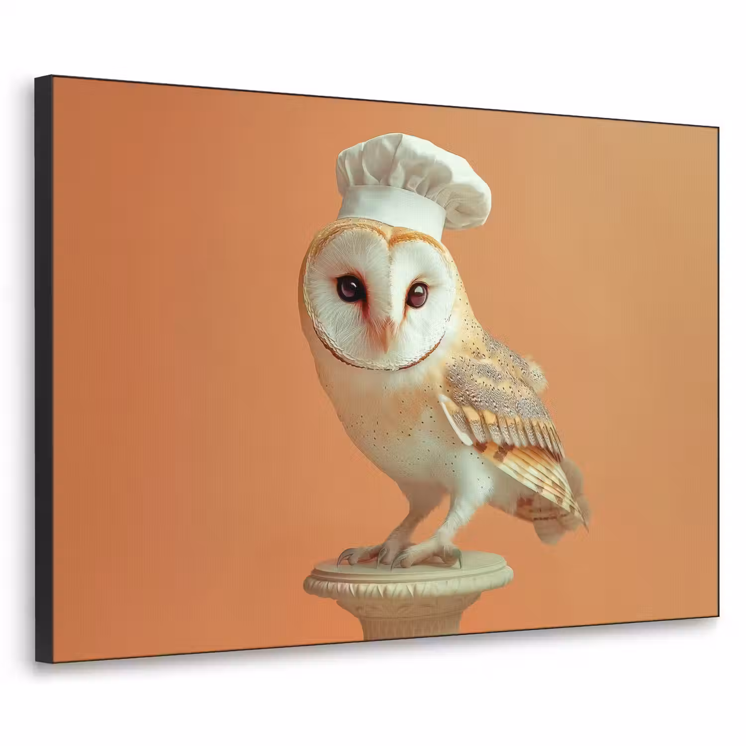 Kerkuil - Koksmuts - Oranje - Vogel Textielframe - compleet frame klein -3d