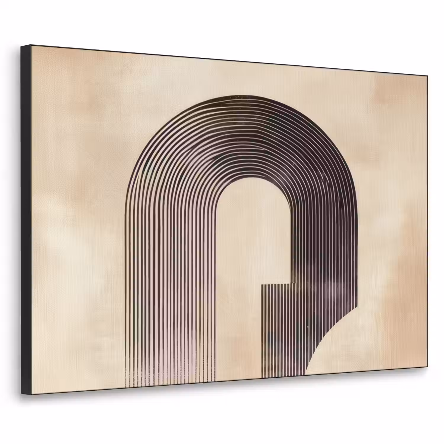 Boog - Strepen - Minimalistisch - Zwart Textielframe - compleet frame klein -3d