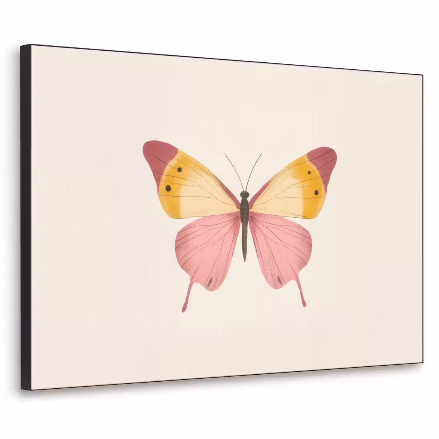 Vlinder - Illustratie - Roze Textielframe - compleet frame klein -3d