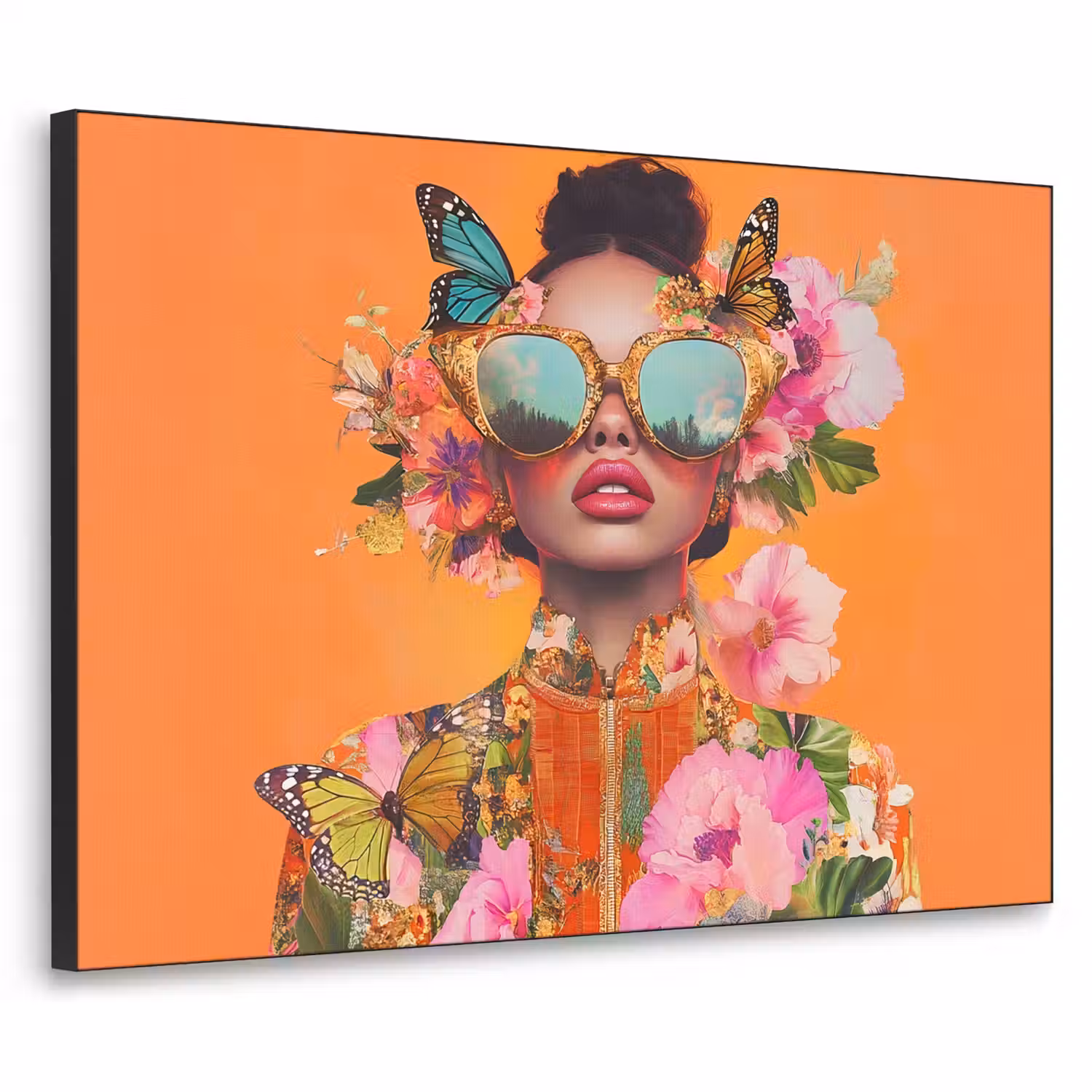 Vlinders - Vrouw - Zonnebril - Kleurrijk Textielframe - compleet frame klein -3d