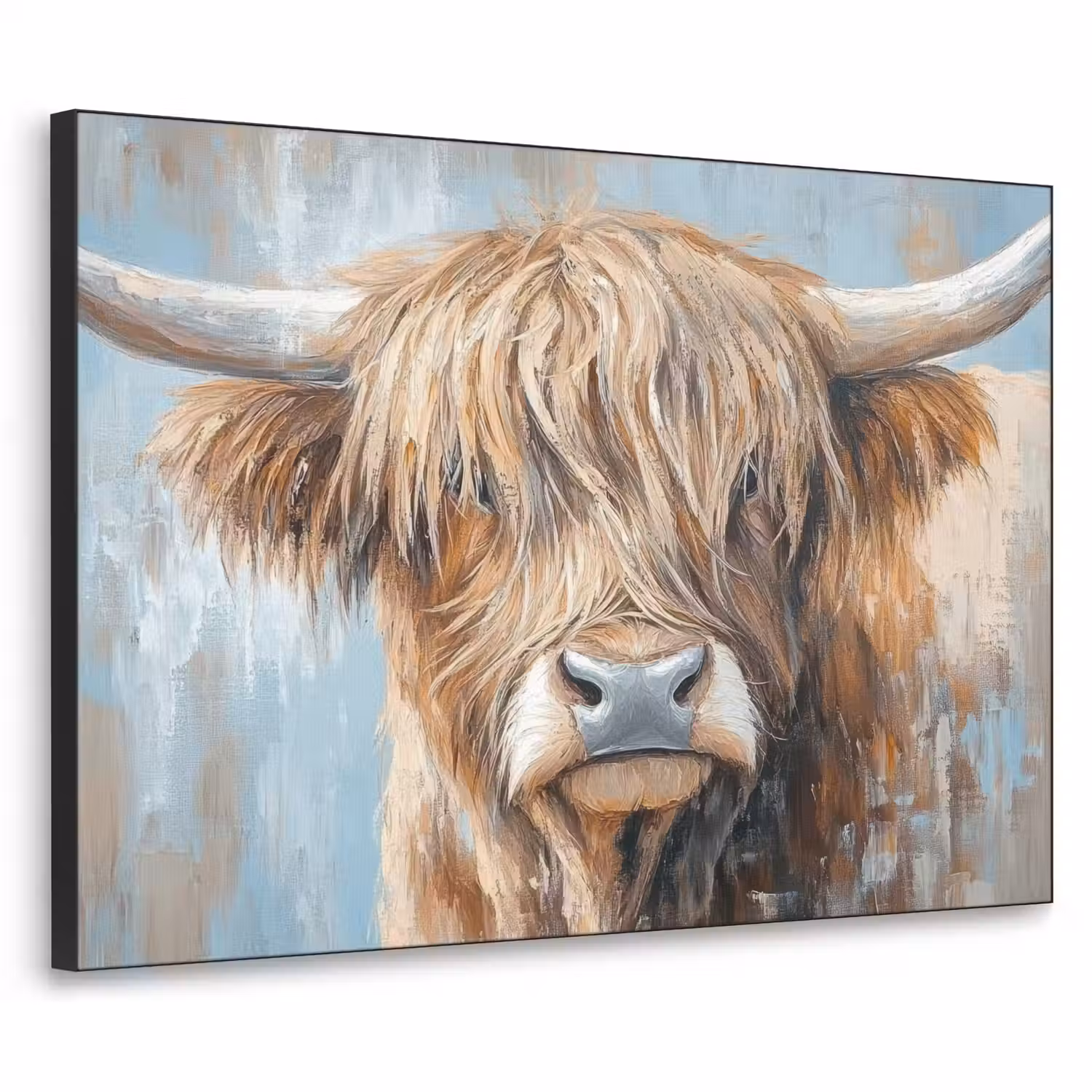 Schotse hooglander - Dieren - Koe - Street art Textielframe - compleet frame klein -3d