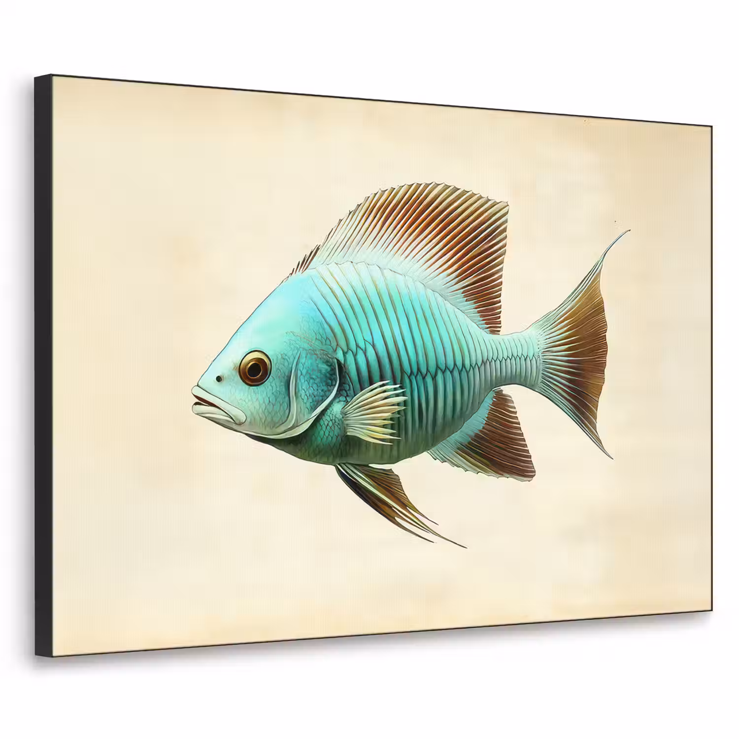 Schubben - Vis - Mint - Minimalistisch Textielframe - compleet frame klein -3d