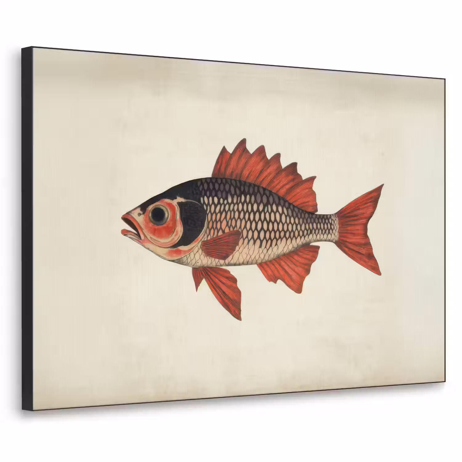 Schubben - Rood - Vis - Vinnen Textielframe - compleet frame klein -3d