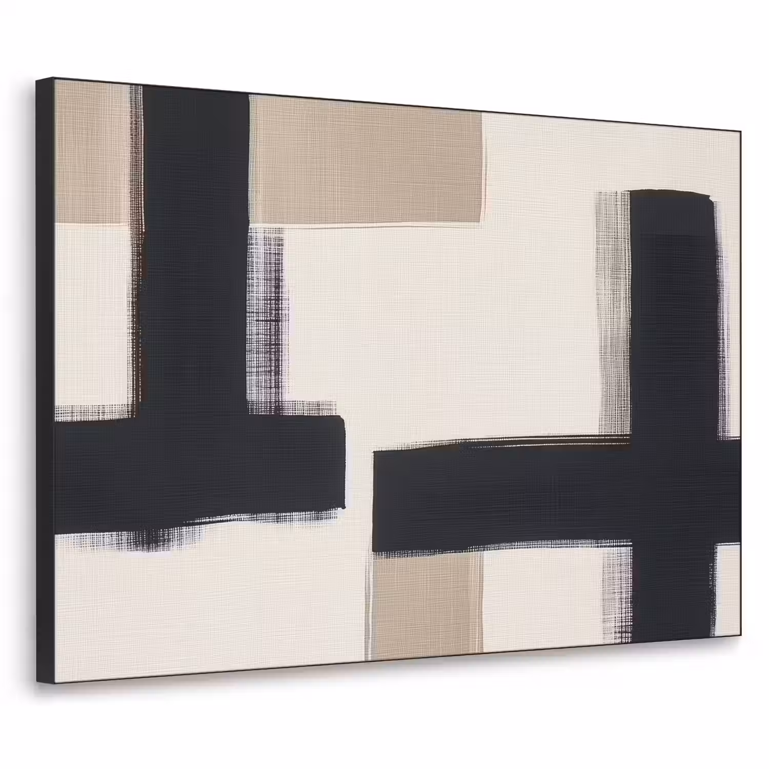 Zwart - Abstract - Japandi Textielframe - compleet frame klein -3d