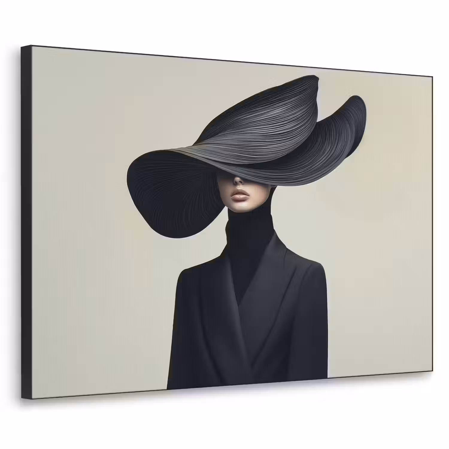 Zwart - Vrouw - Hoed Textielframe - compleet frame klein -3d