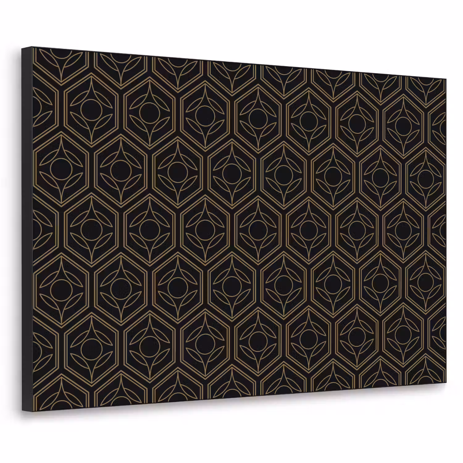 Zwart - Goud - Bloemenkern Textielframe - compleet frame klein 947 -3d