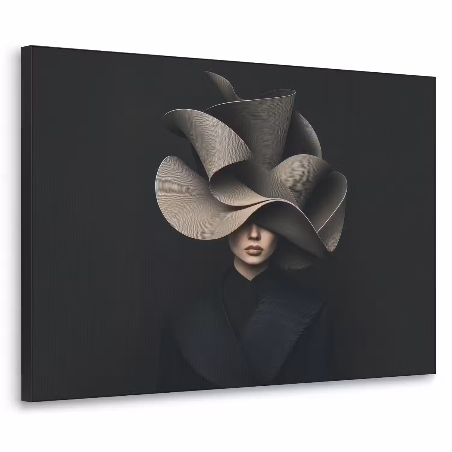 Zwarte - Hoed - Vrouw Textielframe - compleet frame klein -3d