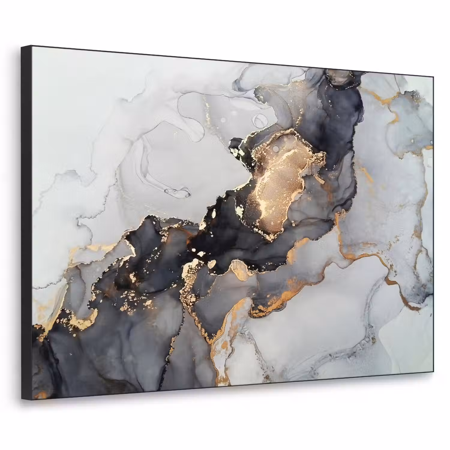 Zwart - Marmer - Luxe - Goud Textielframe zwart klein -3d
