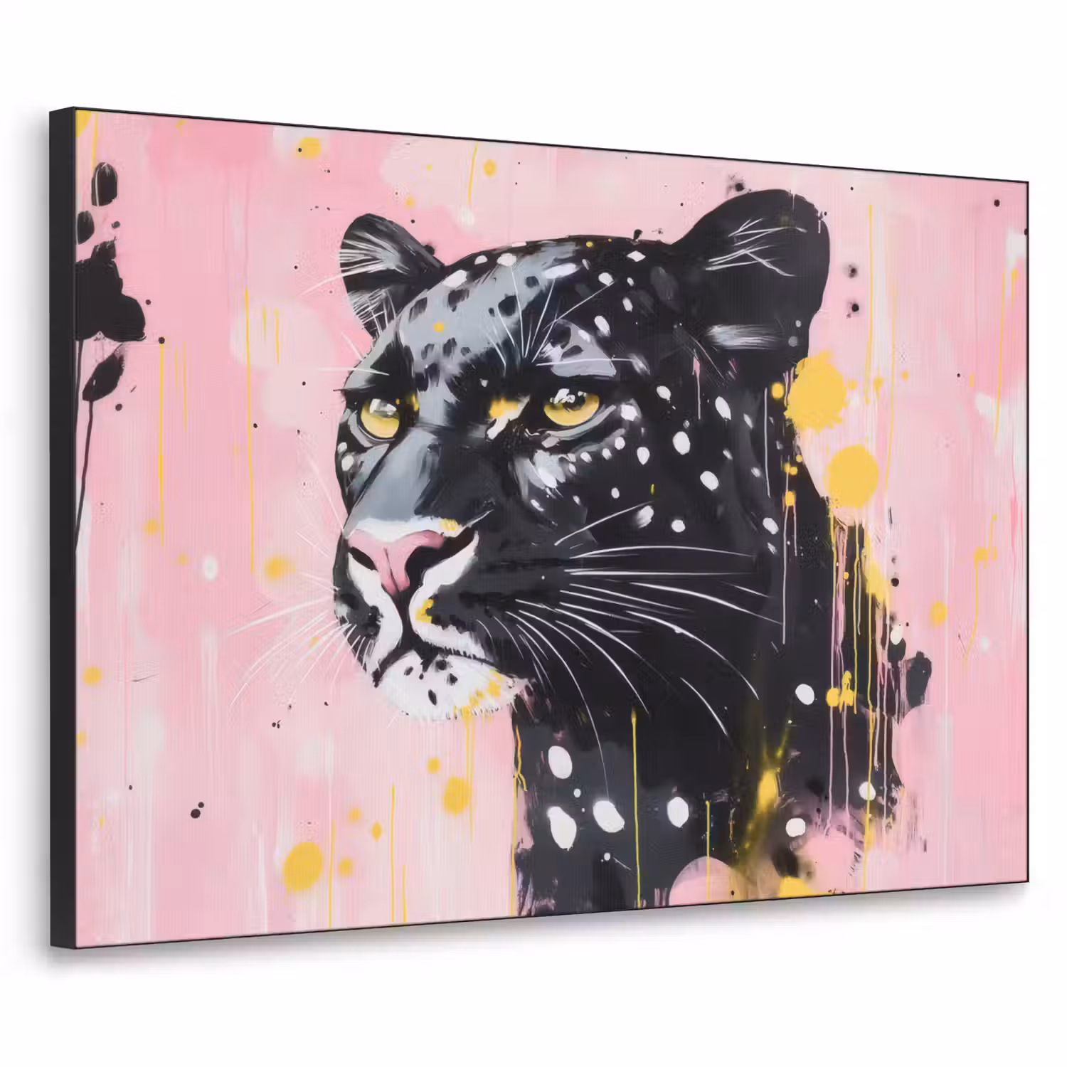 Zwart - Panter - Roze - Abstract Textielframe - compleet frame klein -3d