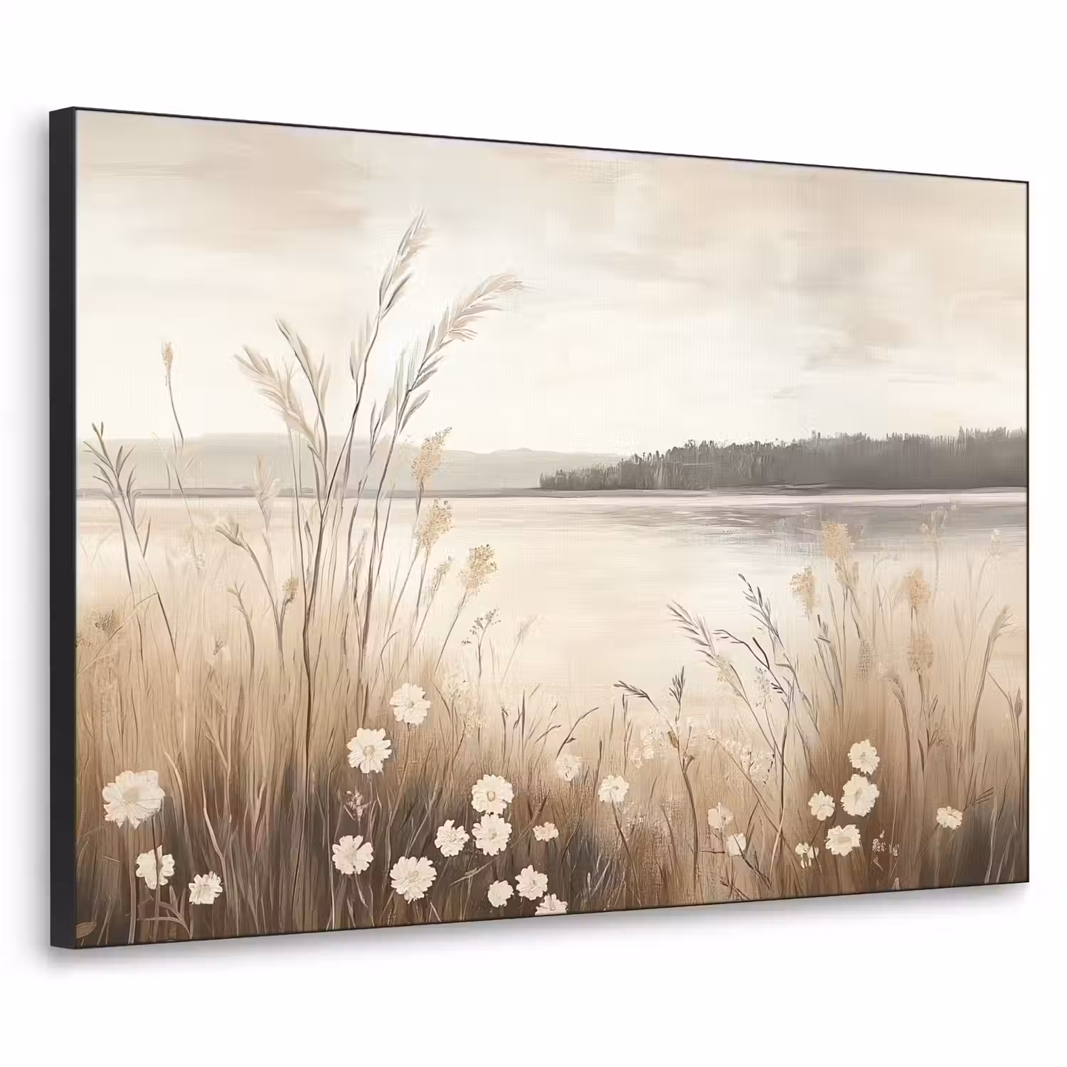 Meer - Water - Natuur - Beige Textielframe - compleet frame klein -3d