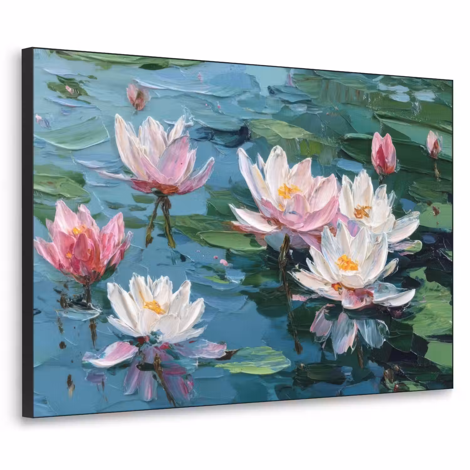 Waterlelies - Bloemen - Roze - Water Textielframe - compleet frame klein -3d
