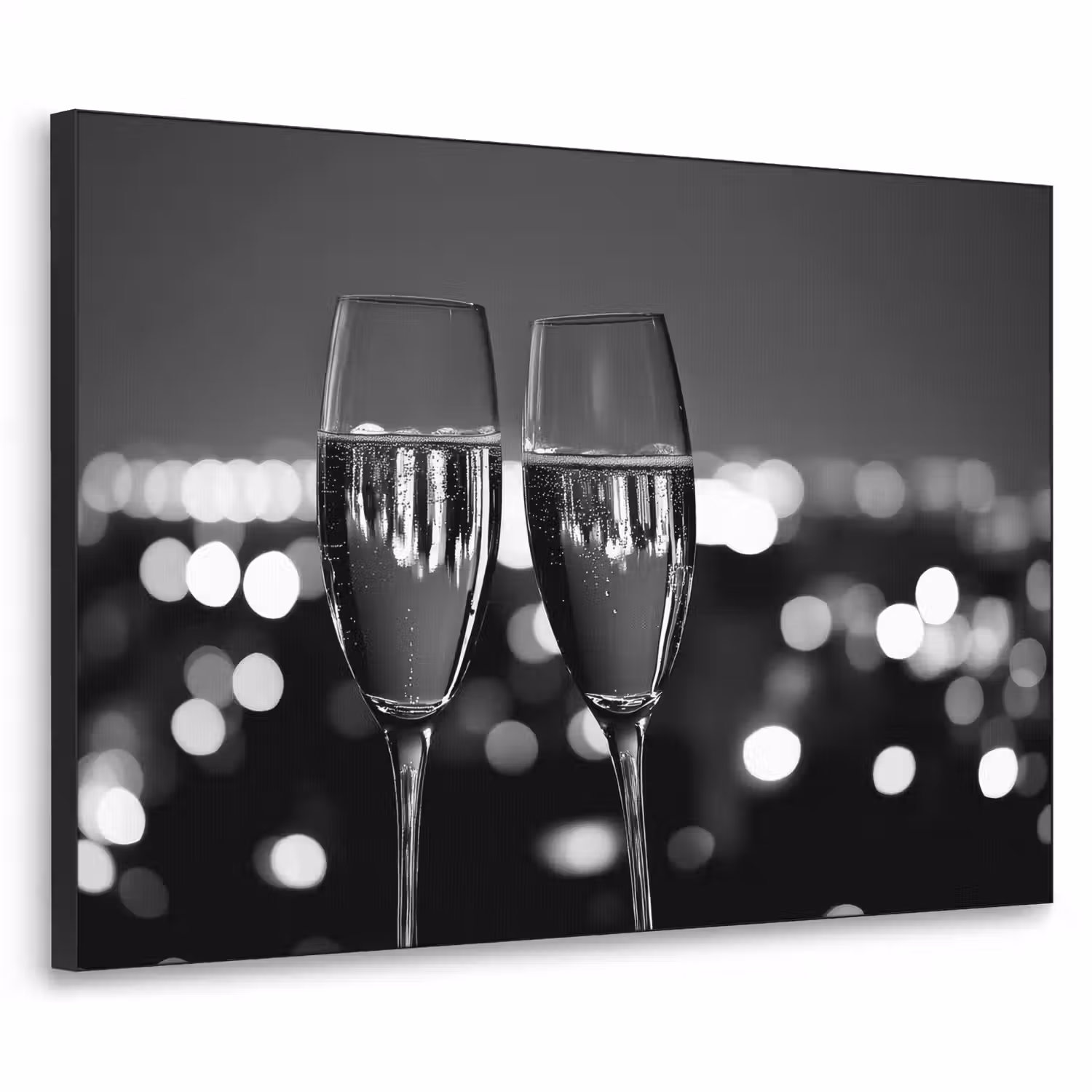 Bubbels - Proosten - Champagneglazen - Stadslichten Textielframe - compleet frame klein -3d