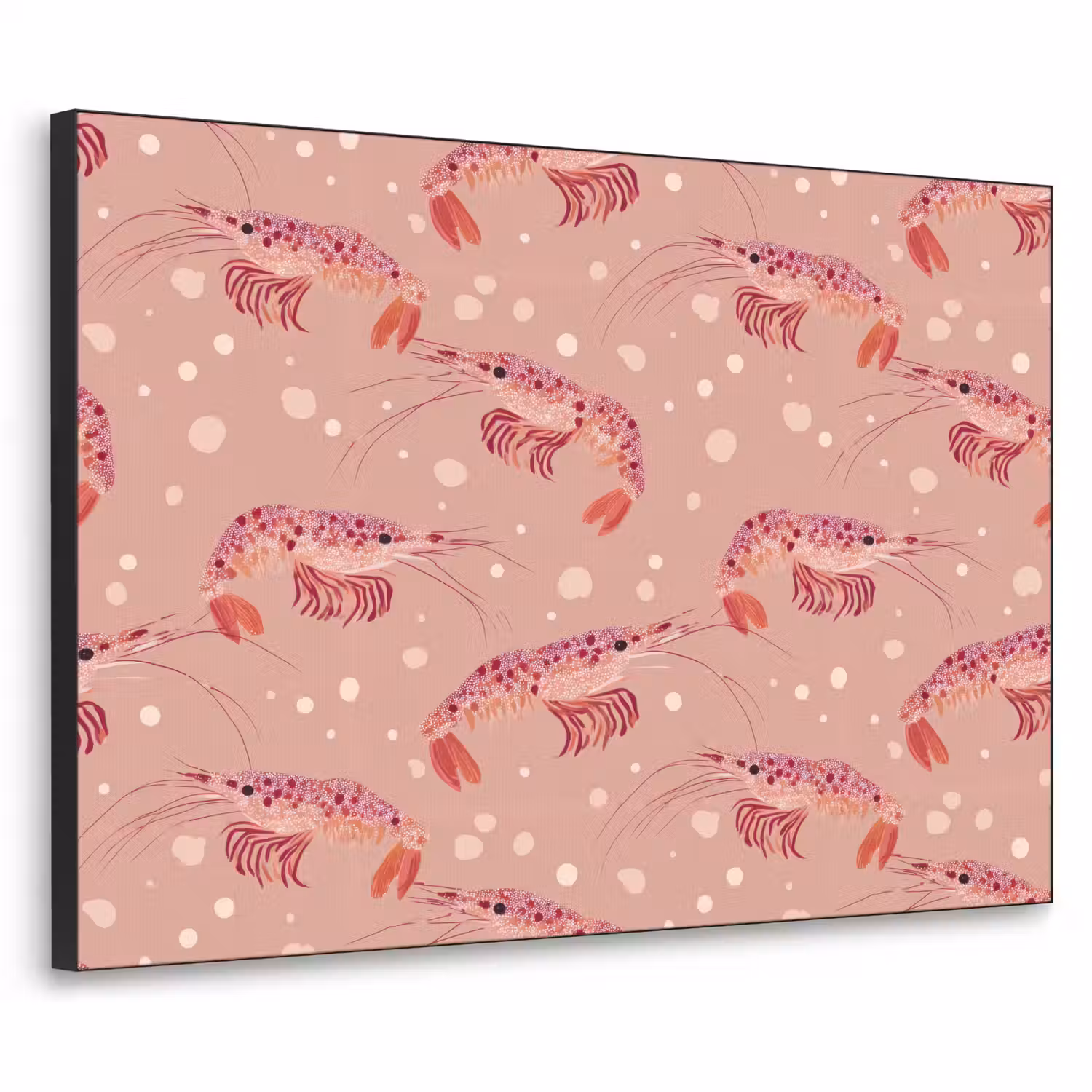 Garnalen - Stippen - Roze Textielframe zwart klein 947 -3d