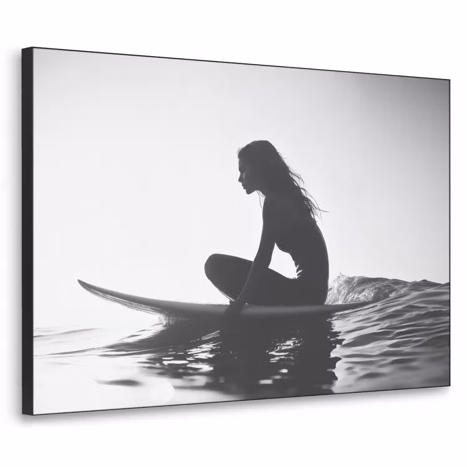 Silhouet - Vrouw - Surfplank - Water Textielframe - compleet frame klein -3d
