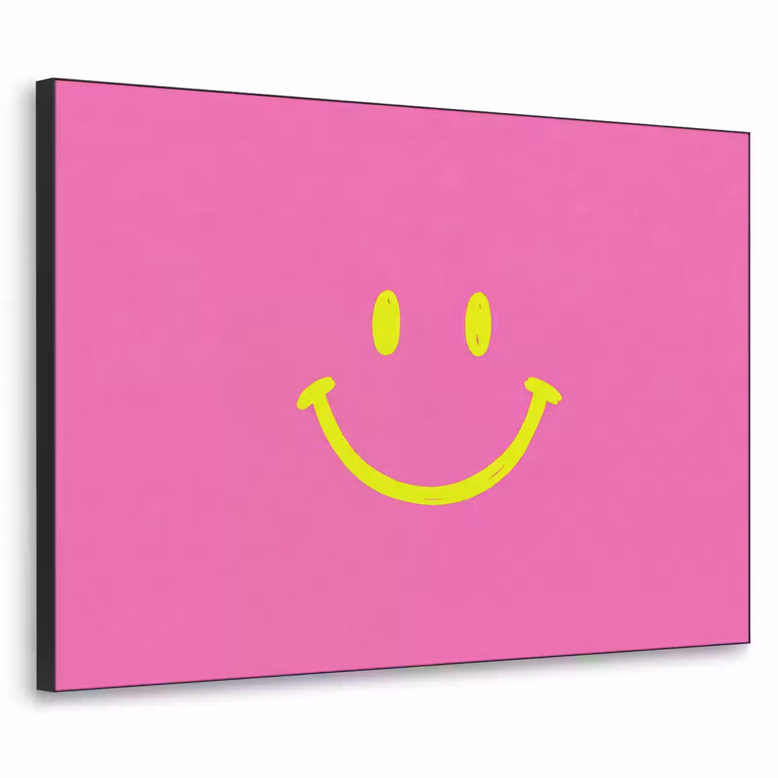 Art Frame - Smiley - Fröhlich - Rosa - Smiley - Vrolijk - Roze Textielframe zwart klein