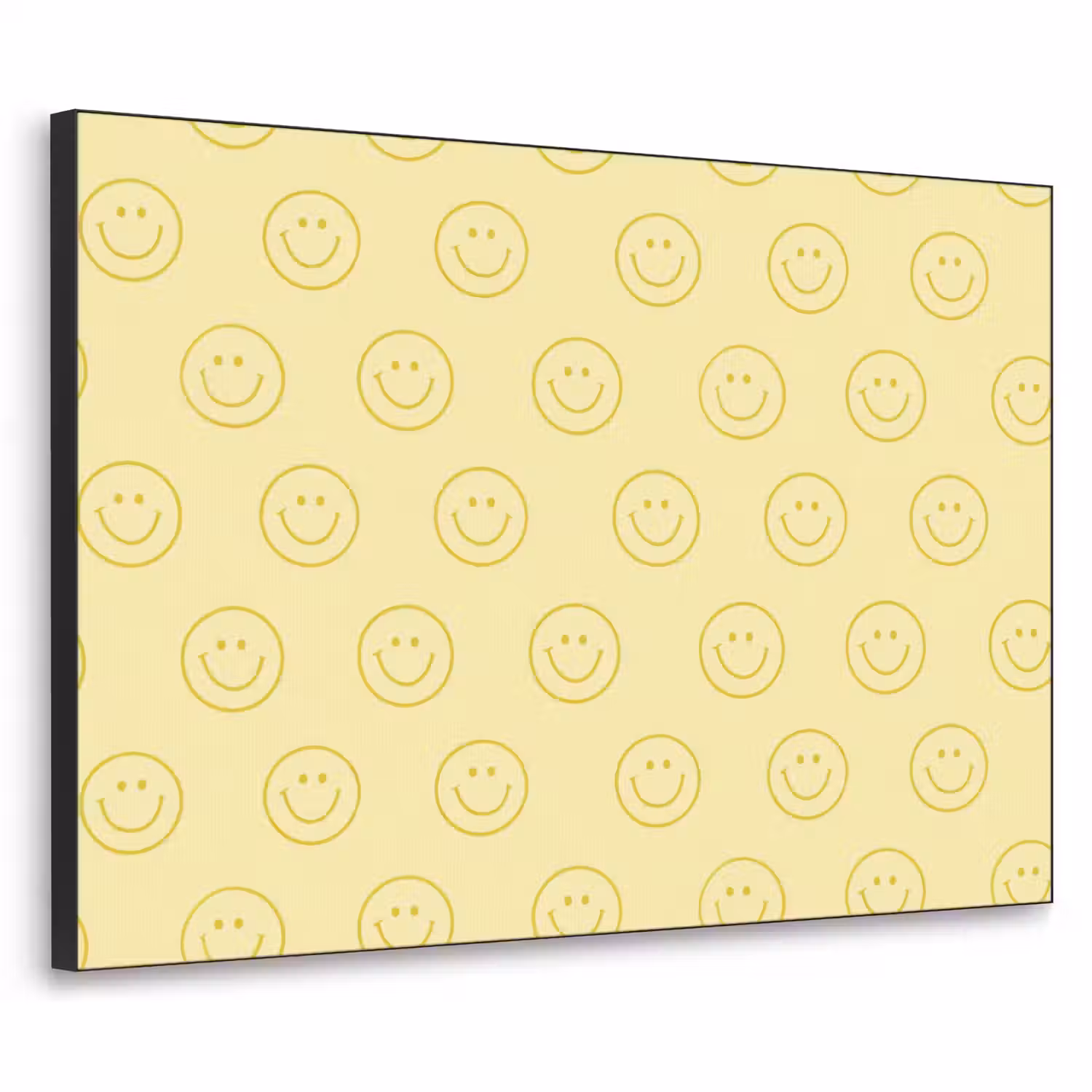 Smileys - Patroon - Retro - Zachtgeel Textielframe zwart klein 947 -3d