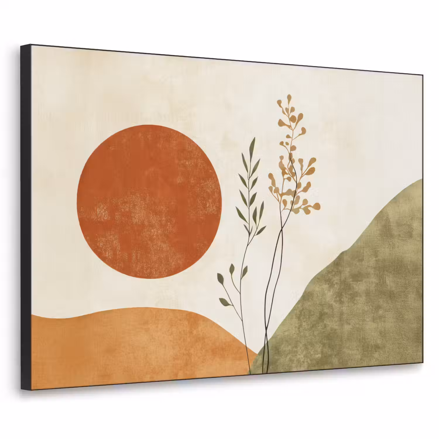 Zon - Abstract - Takken - Oranje Textielframe - compleet frame klein -3d