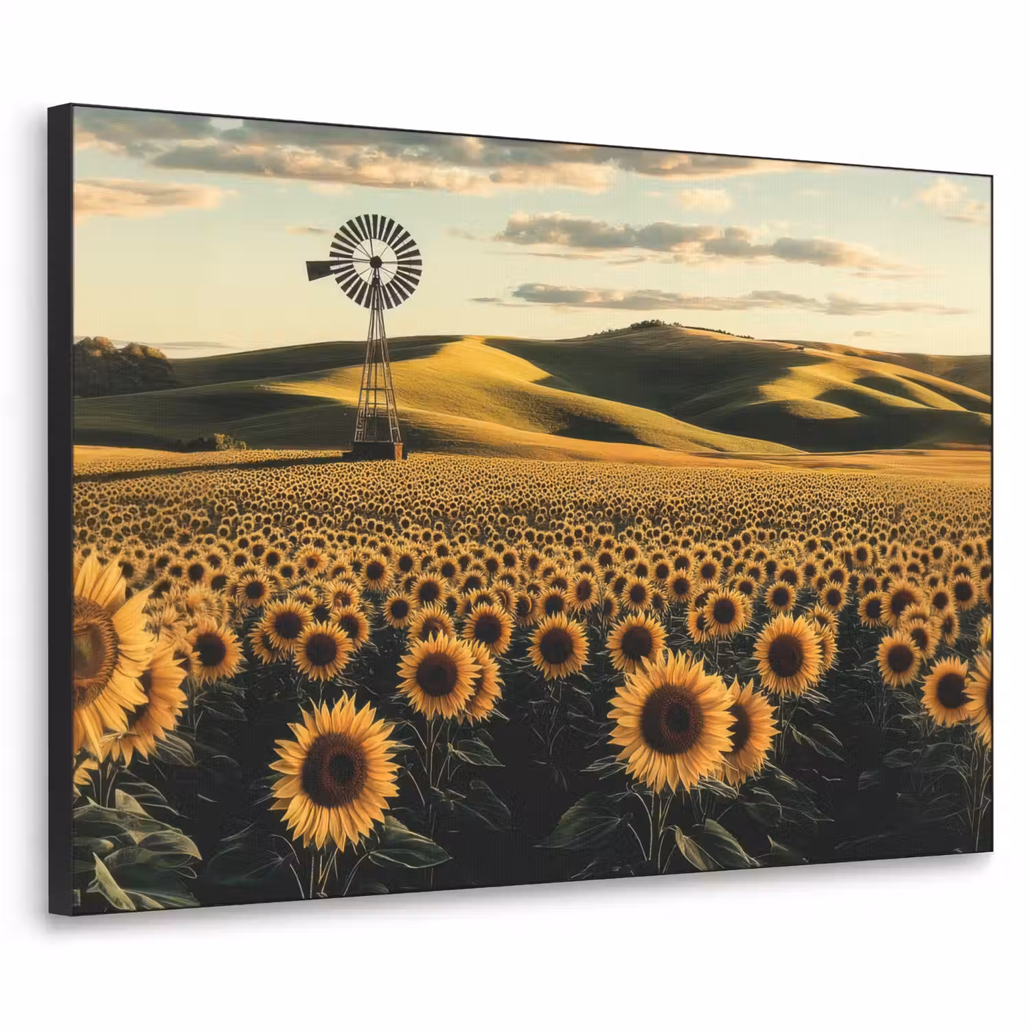 Zonnebloem - Veld - Windmolen Textielframe - compleet frame klein -3d