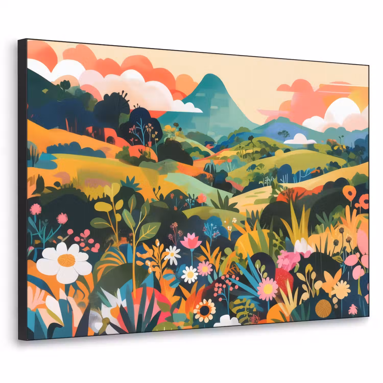 Zonlicht - Heuvels - Wolkenlucht Textielframe - compleet frame klein -3d
