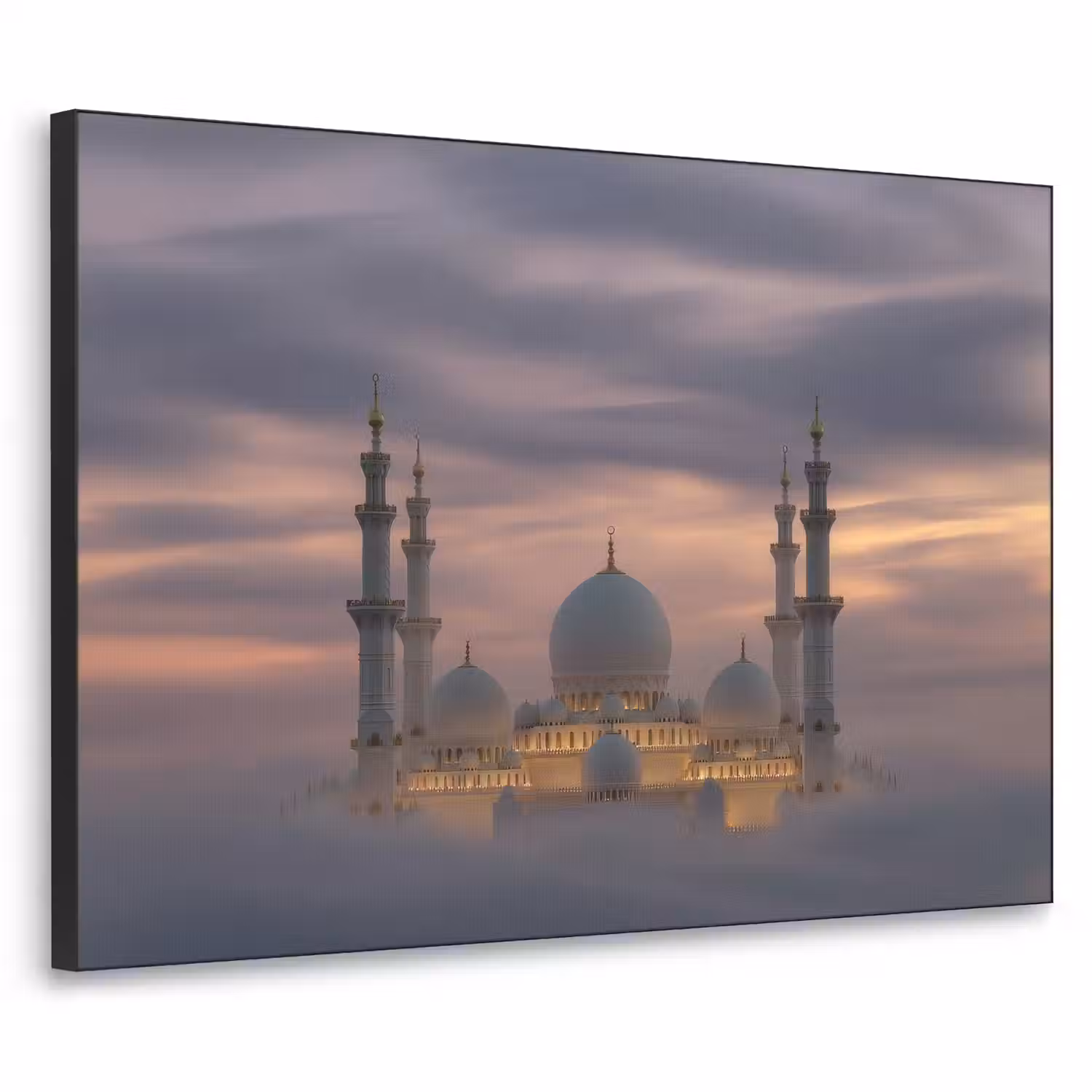 Zonsondergang - Moskee - Wolken - Islamitisch Textielframe - compleet frame klein -3d