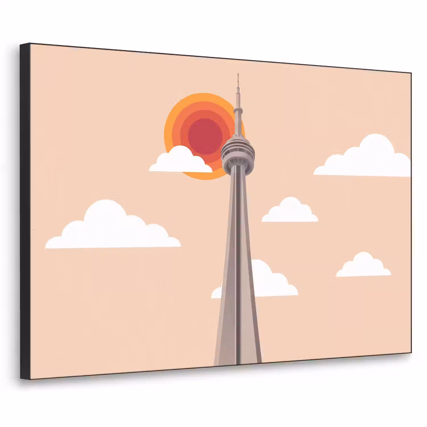Stad - Gebouw - Architectuur - Retro - Oranje Textielframe zwart klein -3d