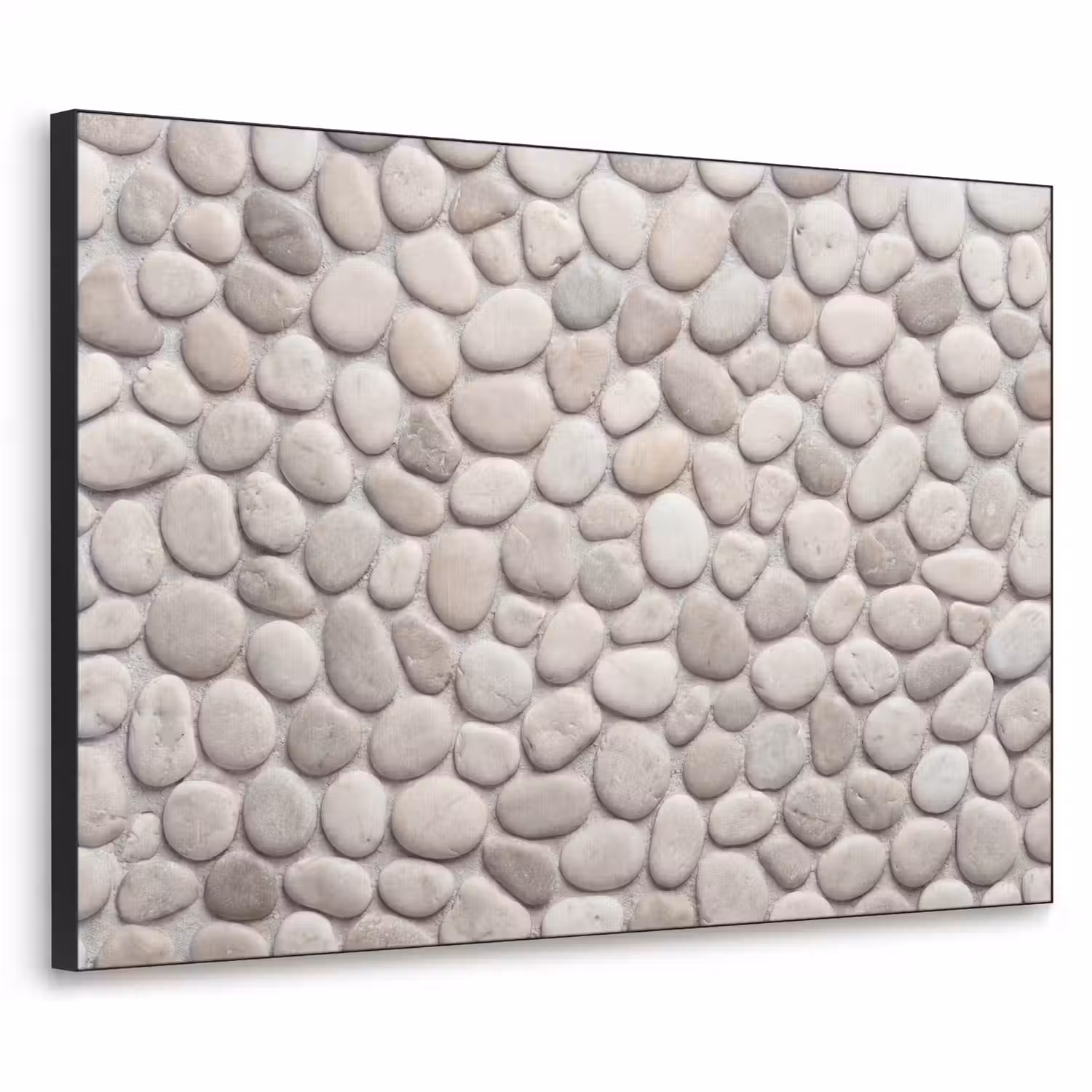 Steen - Kiezel - Natuur - Minimalistisch - Beige Textielframe zwart klein -3d